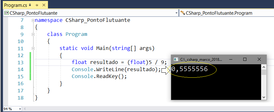 Variaveis double, C# parte 1: primeiros passos