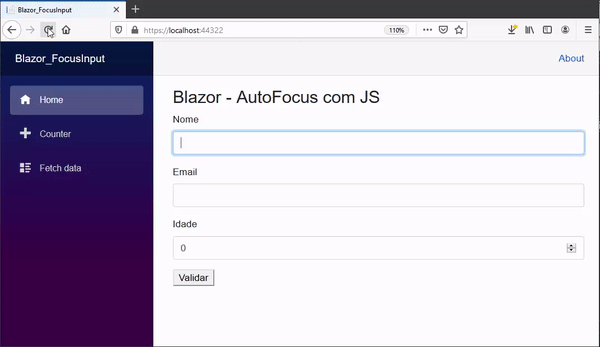 Blazor - Colocando o Foco em um controle