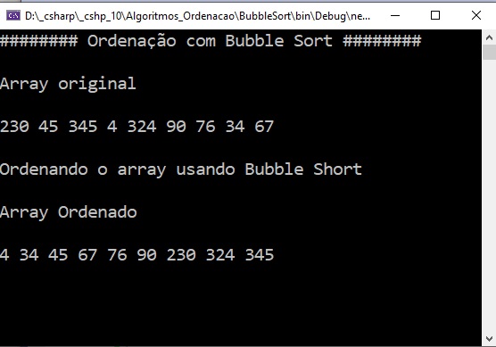 Ordenação dos Elementos de um Vetor - Bubble Sort e Quick Sort