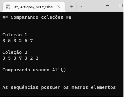 C# - Determinar se uma coleção tem os mesmos elementos