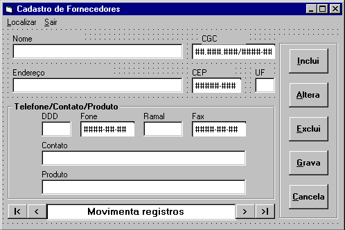 Formulrio Cadastro de Fornecedores